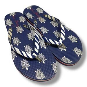 Vera Bradley Turtles Flip Flops‎ Red White Blue Stripes Size 7 8 M